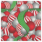 Tissu motif de Noël des balles rouges et rayées (Échantillon)