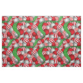 Tissu motif de Noël des balles rouges et rayées (Fat Quarter)