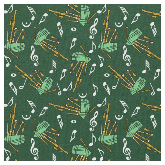 Tissu Motif de notes de musique de cornemuse (Fermer)