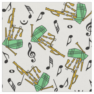 Tissu Motif de notes musicales Bagpipes