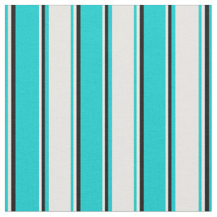 Tissu Motif de nuances turquoise, blanche et noire
