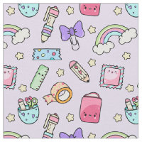 Tissu Motif de papeterie Kawaii