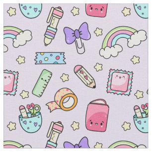 Tissu Motif de papeterie Kawaii