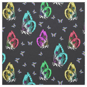 Tissu Motif de papillon noir coloré