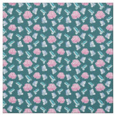 Tissu Motif De Papillons Et De Fleur Rose (Échantillon)