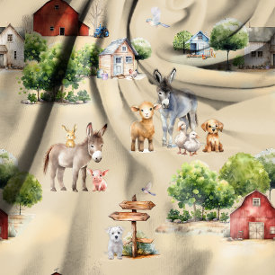 Tissu Motif de paysage bronzé de terres agricoles