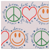 Tissu Motif de Peace Love Smile (Fermer)