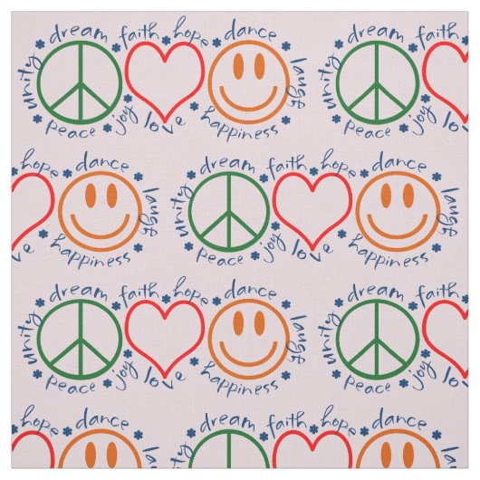 Tissu Motif de Peace Love Smile (Échantillon)