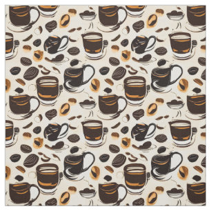 Tissu Motif de peinture à l'huile de café noir