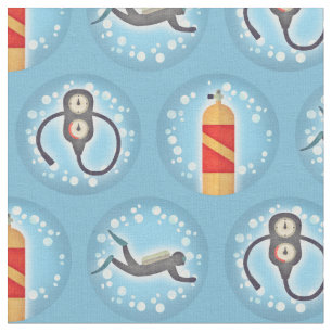 Tissu Motif de plongée à l'air - thème mignon de