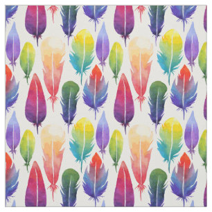 Tissu Motif de plume d'aquarelle