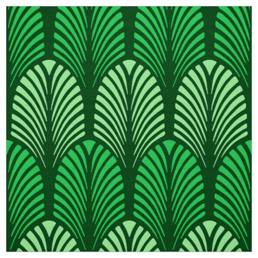 Tissu Motif de plume d'art déco, vert vert (Échantillon)