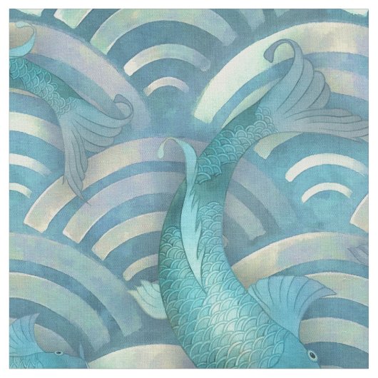 Tissu Motif de poisson de la carpe bleue Koi (Fermer)