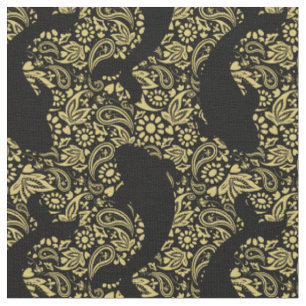 Tissu Motif de poisson Koi Exotic Gold Noir