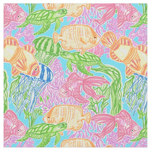 Tissu Motif de poisson tropical coloré (Fermer)