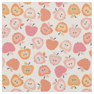 Tissu Motif de pomme rose et orange mignon