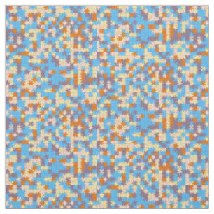 Tissu Motif de puzzle orange, Pêche, Jaune, Bleu, Violet