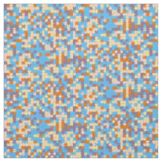 Tissu Motif de puzzle orange, Pêche, Jaune, Bleu, Violet