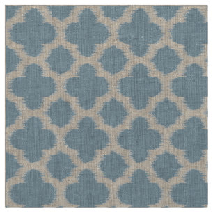 Tissu Motif de Quatrefoil d'Ikat bleu gris ardoise
