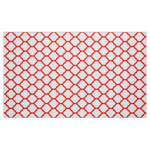 Tissu Motif de quatrefoil rouge blanc élégant