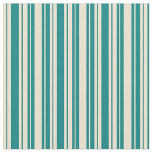 Tissu Motif de rayures beige et Turquoise