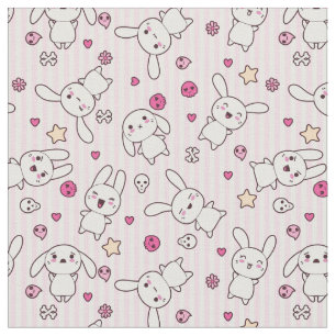 Tissu motif de rayures de kawaii