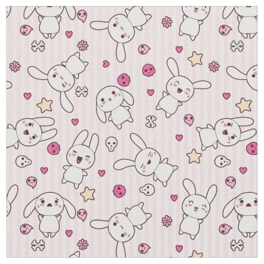Tissu motif de rayures de kawaii (Fermer)