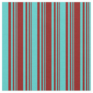 Tissu Motif de rayures rouge foncé et turquoise