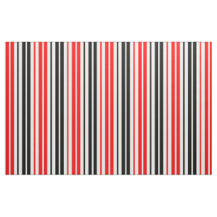 Tissu Motif de rayures rouges noires et blanches