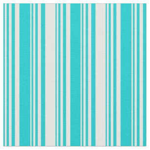 Tissu Motif de rayures turquoise foncée et blanche