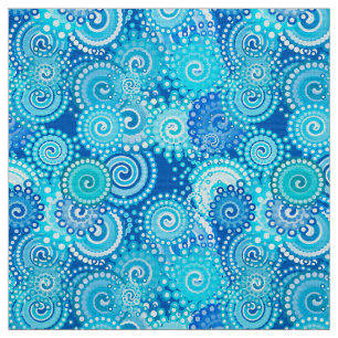 Tissu Motif de remous de fractale, bleu de cobalt