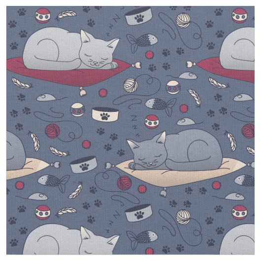 Tissu Motif de rêve de chats doux et confortable (Fermer)