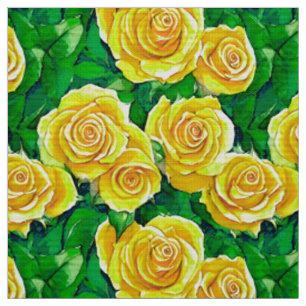 Tissu Motif de Rose d'aquarelle jaune