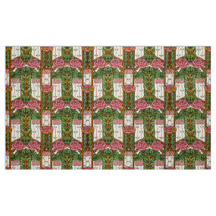 Tissu Motif de rose de feuillage floral Arts & Crafts Ré
