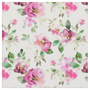 Tissu Motif de rose sauvage à l'aquarelle
