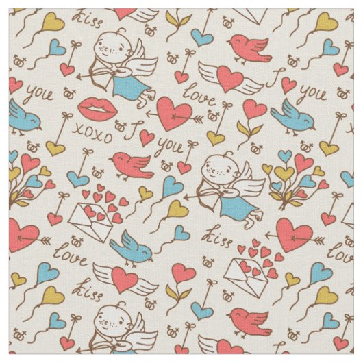 Tissu Motif de Saint-Valentin avec le cupidon (Fermer)