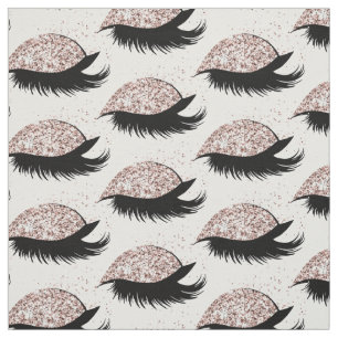 Tissu Motif de salon de cils pailletés or rose