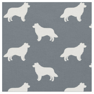 Tissu Motif de silhouettes de border collie