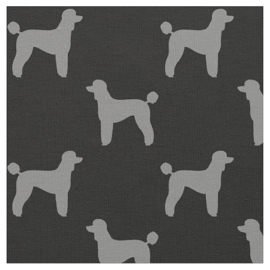 Tissu Motif de silhouettes de caniche standard gris et (Fermer)