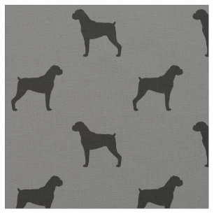 Tissu Motif de silhouettes de chien de boxeur - oreilles