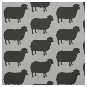 Tissu Motif de silhouettes de moutons noirs