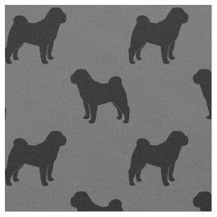 Tissu Motif de silhouettes de Shar-Pei de Chinois