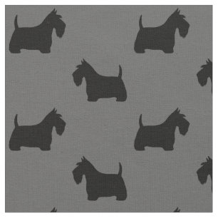 Tissu Motif de silhouettes de Terrier d'écossais