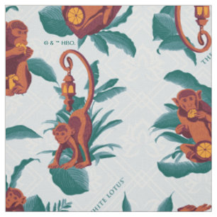 Tissu Motif de singes joueurs du Lotus Blanc