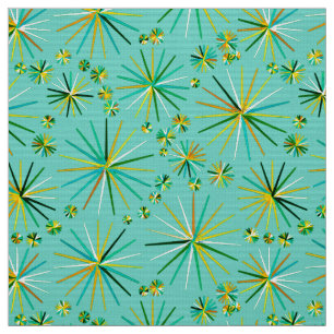 Tissu Motif de Spoutnik de la moitié du siècle, vert d