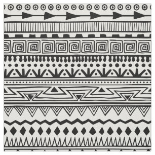 Tissu Motif de style aztèque motif noir blanc