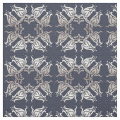 Tissu motif de style baroque bleu fleuri (Échantillon)