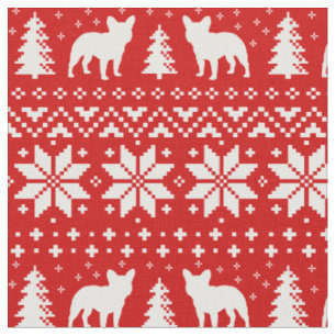 Tissu Motif de style de chandail de Noël de bouledogues