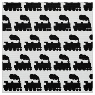 Tissu Motif de symbole de train de vapeur - noir