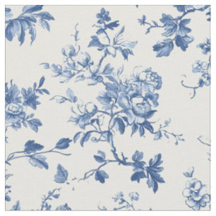 Tissu Motif de toile botanique bleu clair
